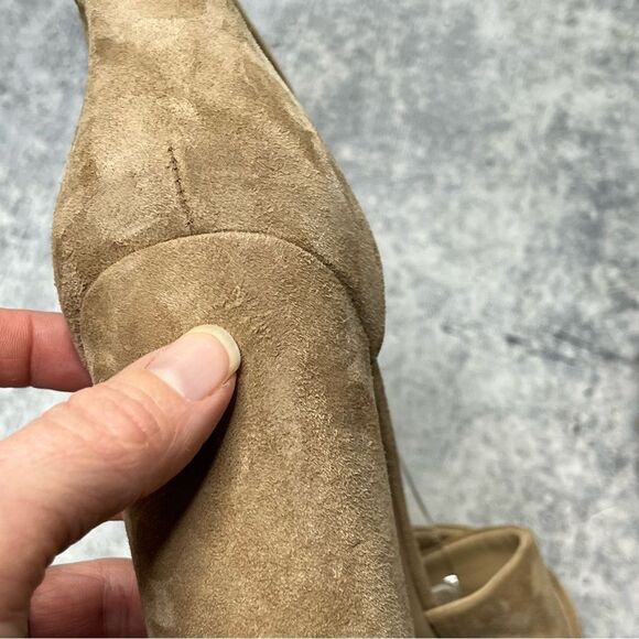 Sam Edelman Yancy Oatmeal Suede Block Heel Sandals - Picture 5 of 7